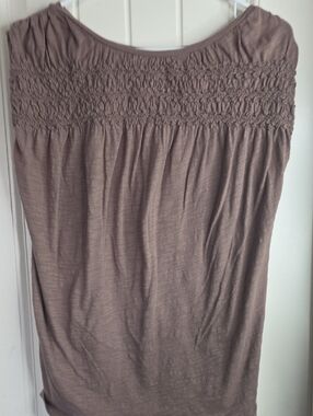 LOFT Womens Brown Taupe Ribbed Top